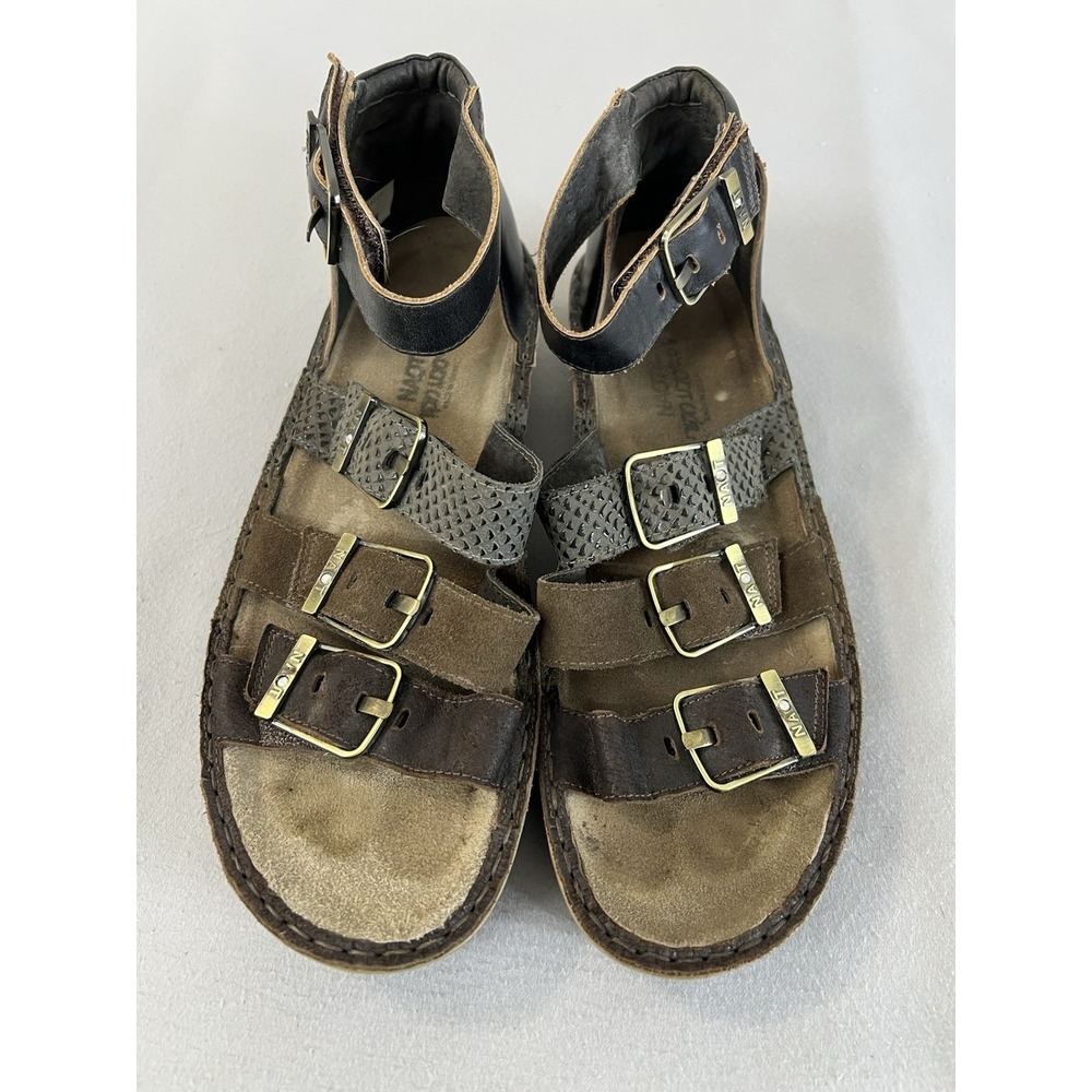 Naot Begonia Sandals Womens US 8.5 / 9 Brown Leather Ankle Strap Wedge Gladiator